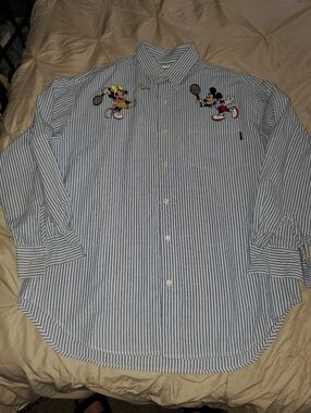 Vintage 90s Too Cute! Guetta Brothers Disney Mickey Minnie Tennis Striped Shirt